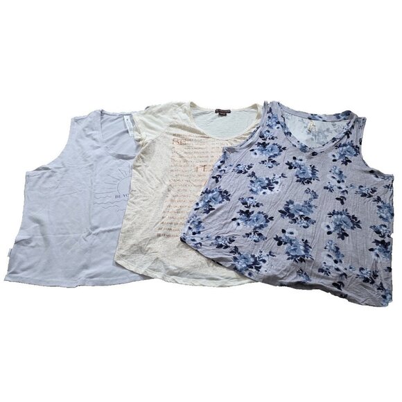 Top Womens 3X Lot of 3 Beach Body Love & Legend IB Diffusion Beach Cottage Boho - Picture 1 of 16